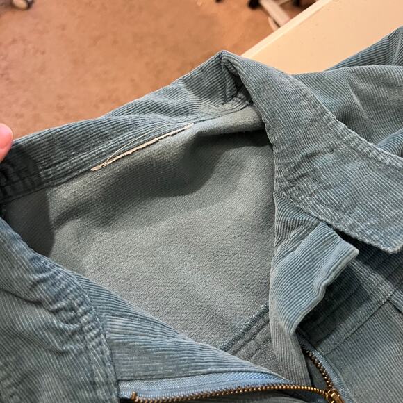 Vintage Blue Cotton Corduroy Utility Zipper Collared Shirt Belt Dress Size Small - Picture 10 of 16